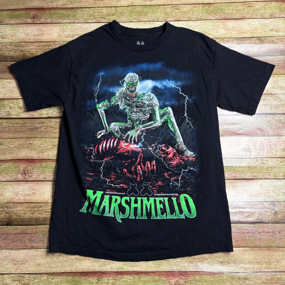 Marshmello Zombie Monster Halloween Graphic T-Shirt Black Size Medium